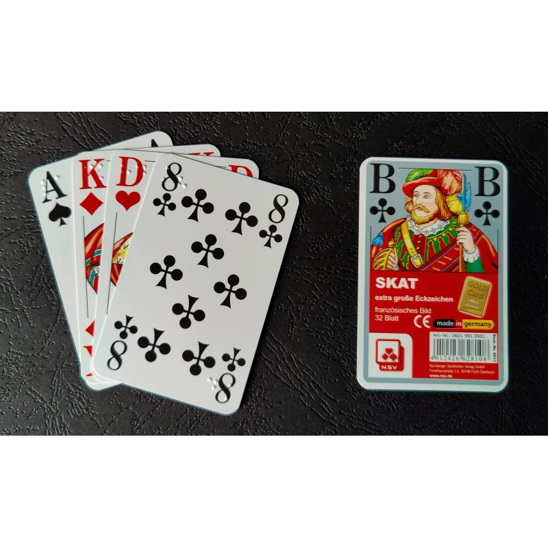 Sehbehinderten Skat-Karten, französisches Blatt